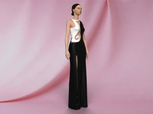 Black and white dress 3D Model