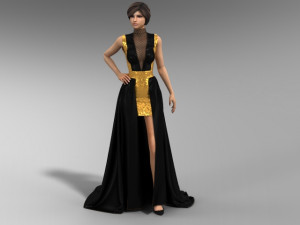 Black and gold dress 3D Модель