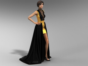 Black and gold dress 3D Model