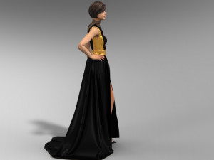 Black and gold dress 3D Model