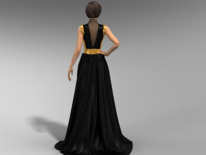 Black and gold dress 3D Model