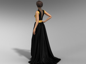 Black and gold dress 3D Model