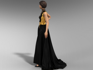 Black and gold dress 3D Model