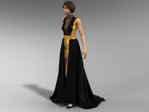 Black and gold dress 3D Model