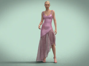 라이트 핑크 드레스 3D 모델