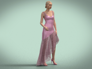 Light pink dress 3D Model