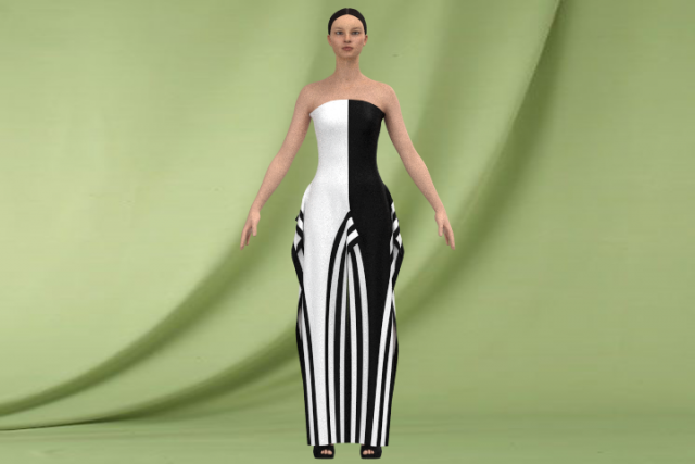 White and black dress 3D Модель .c4d .max .obj .3ds .fbx .stl .blend 