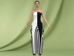 Beyaz ve siyah elbise 3D Model