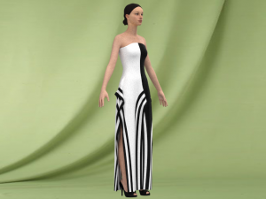 White and black dress 3D Модель