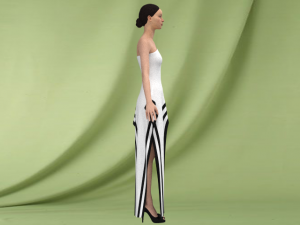 White and black dress 3D Модель