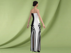 White and black dress 3D Модель
