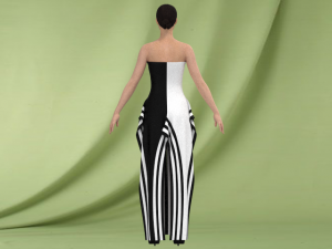 White and black dress 3D Модель
