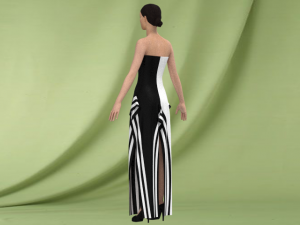 White and black dress 3D Модель