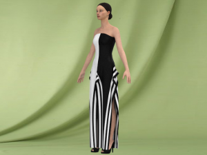White and black dress 3D Модель