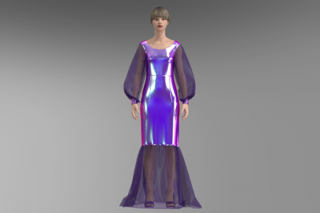 Violet dress 3D Модель .c4d .max .obj .3ds .fbx .stl .blend 