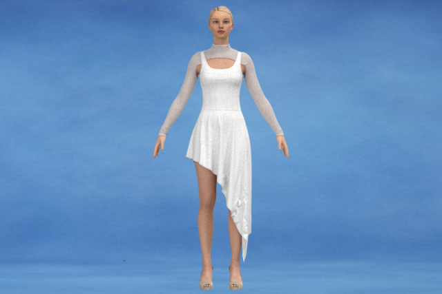 White dress 3D Model .c4d .max .obj .3ds .fbx .stl .blend 