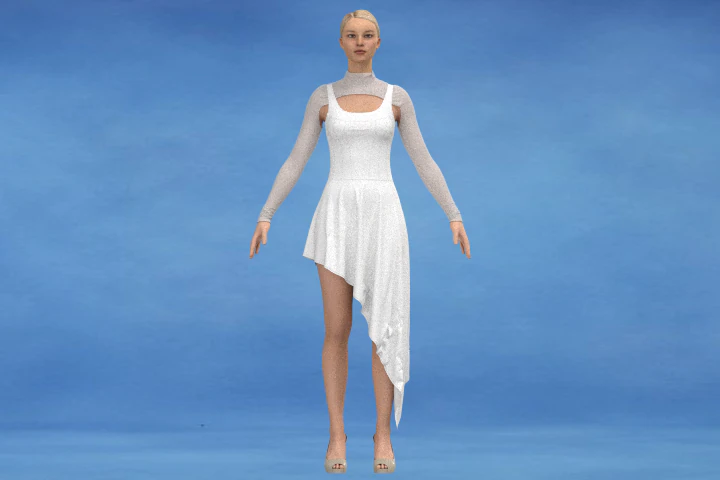 White dress 3D Model .c4d .max .obj .3ds .fbx .stl .blend