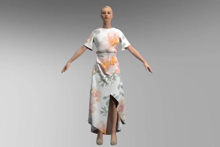 Rose dress 3D Model .c4d .max .obj .3ds .fbx .stl .blend 