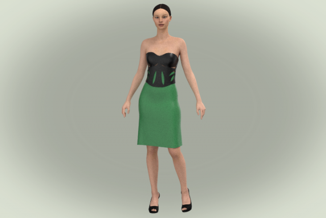 Green and black dress 3D Модель .c4d .max .obj .3ds .fbx .stl .blend 