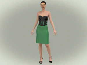 Зелено-черное платье 3D Модель