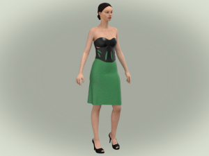 Green and black dress 3D Модель