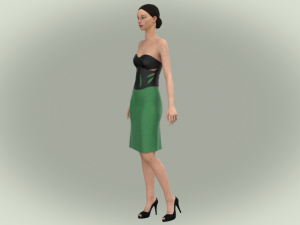 Green and black dress 3D Модель