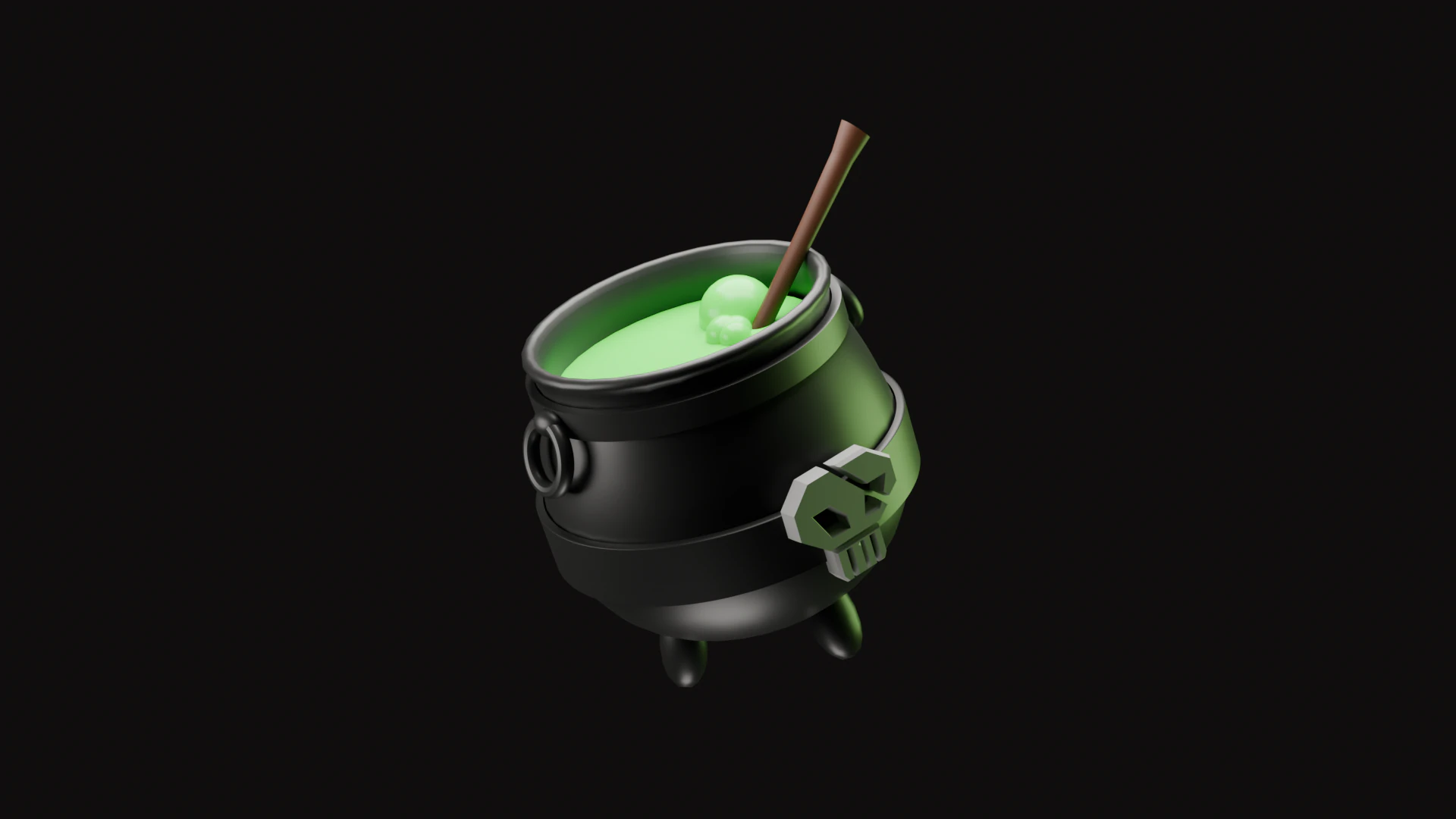 Gameready witch cauldron 3D Model .c4d .max .obj .3ds .fbx .stl .blend 
