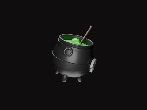 Gameready witch cauldron 3D Model