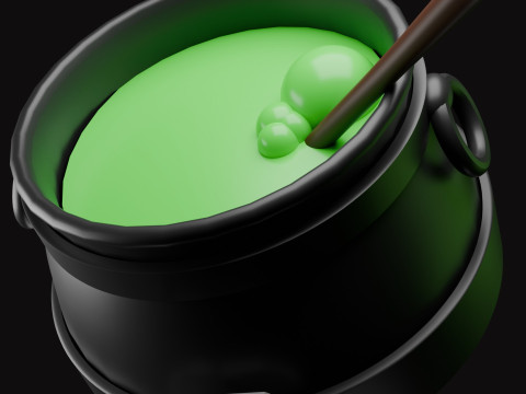 Gameready witch cauldron 3D Model