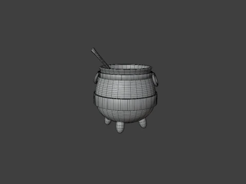 Gameready witch cauldron 3D Model