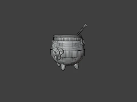 Gameready witch cauldron 3D Model