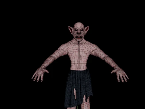 Realistic Older Vampire Character Static 3D Model