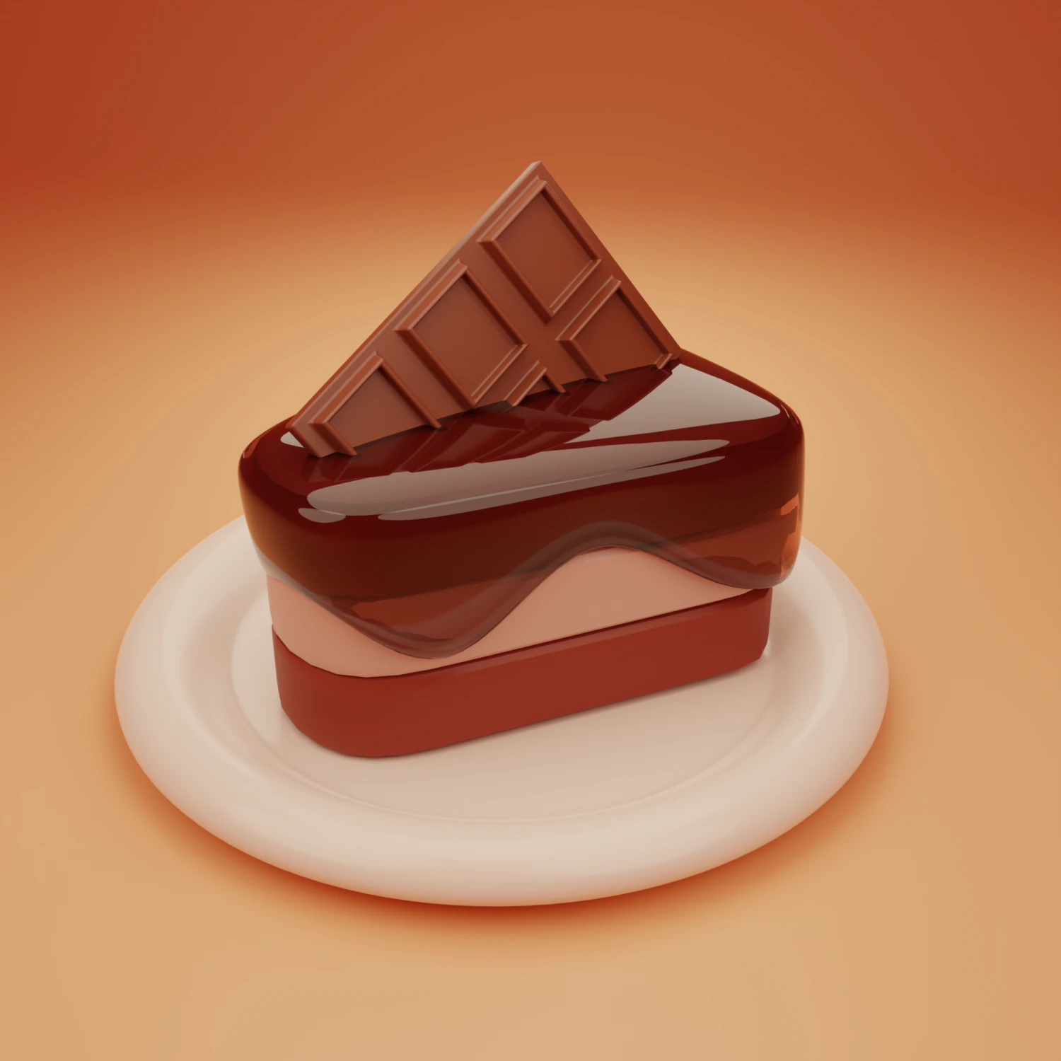 Chocolate Cake3D 3D Model .c4d .max .obj .3ds .fbx .stl .blend 