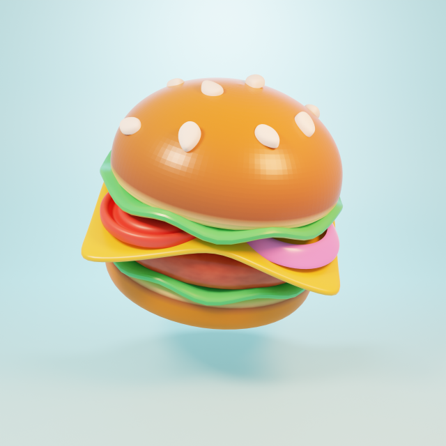 Hamburger3D 3D Model .c4d .max .obj .3ds .fbx .stl .blend 