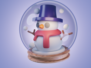 Snowman in globe3D 3D Model