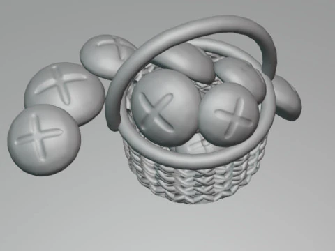 Basket of Breads3D 3D Model