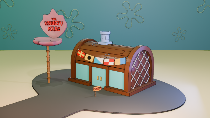 Krusty Krab3D 3D Модель .c4d .max .obj .3ds .fbx .stl .blend 