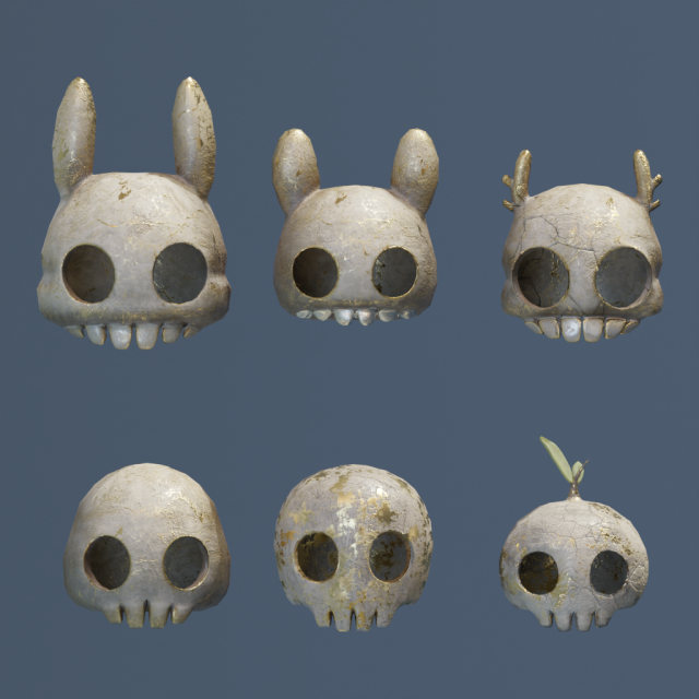 LowPoly Cartoony Skulls Modèle 3D .c4d .max .obj .3ds .fbx .stl .blend 
