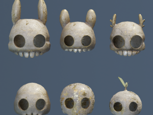 LowPoly Cartoony Skulls 3D Model