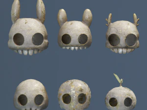 Cr&acirc;nios de desenho animado Low Poly Modelo 3D