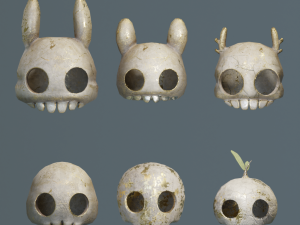 LowPoly Cartoony Skulls Modèle 3D