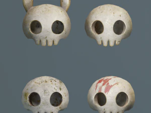 LowPoly Cartoony Skulls 3D Model