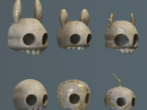 LowPoly Cartoony Skulls Modèle 3D