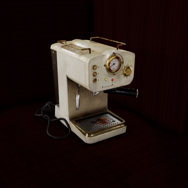 Retro Espresso Machine Retro Coffee Machine 3D Модель .c4d .max .obj .3ds .fbx .stl .blend 