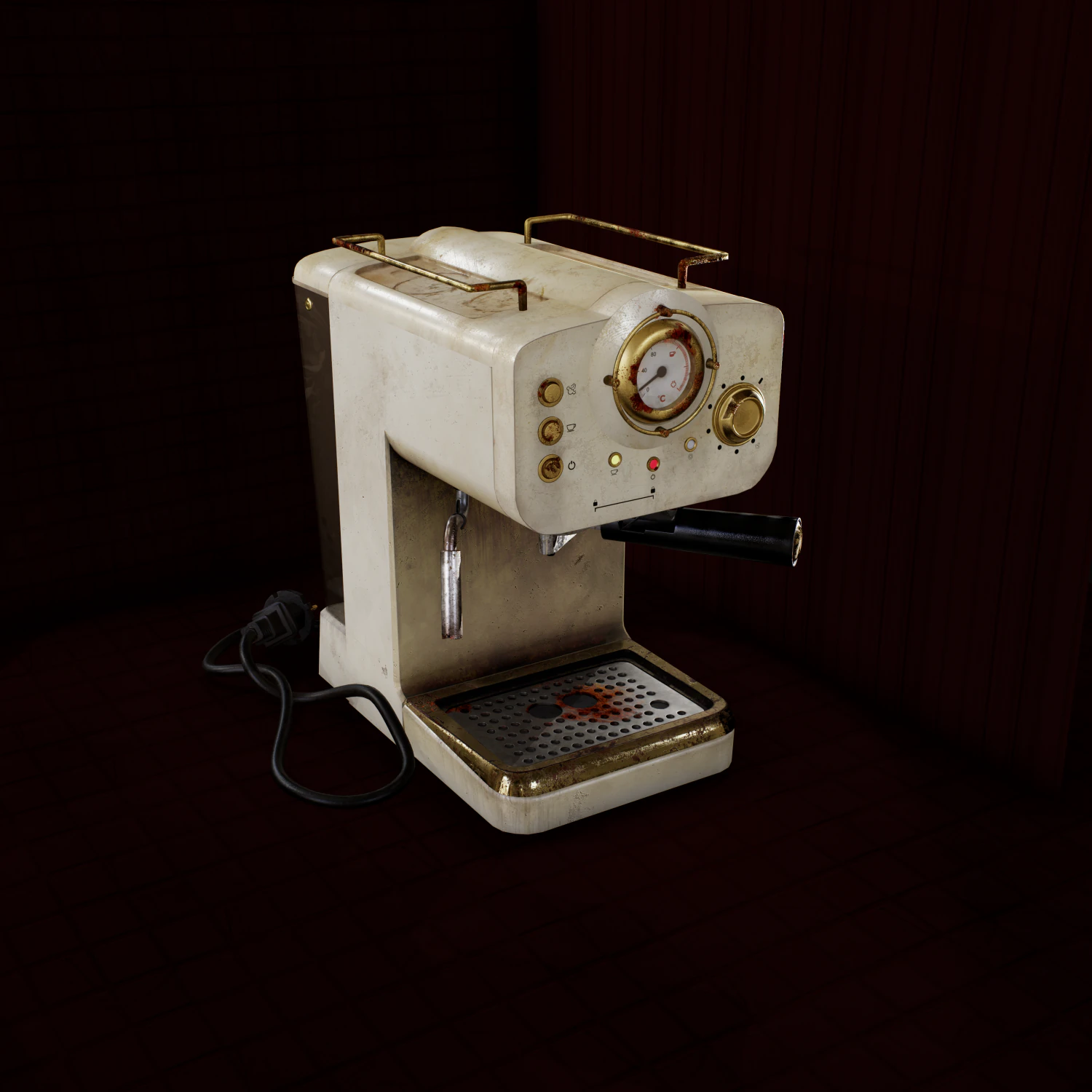Retro Espresso Machine Retro Coffee Machine 3D Model .c4d .max .obj .3ds .fbx .stl .blend 