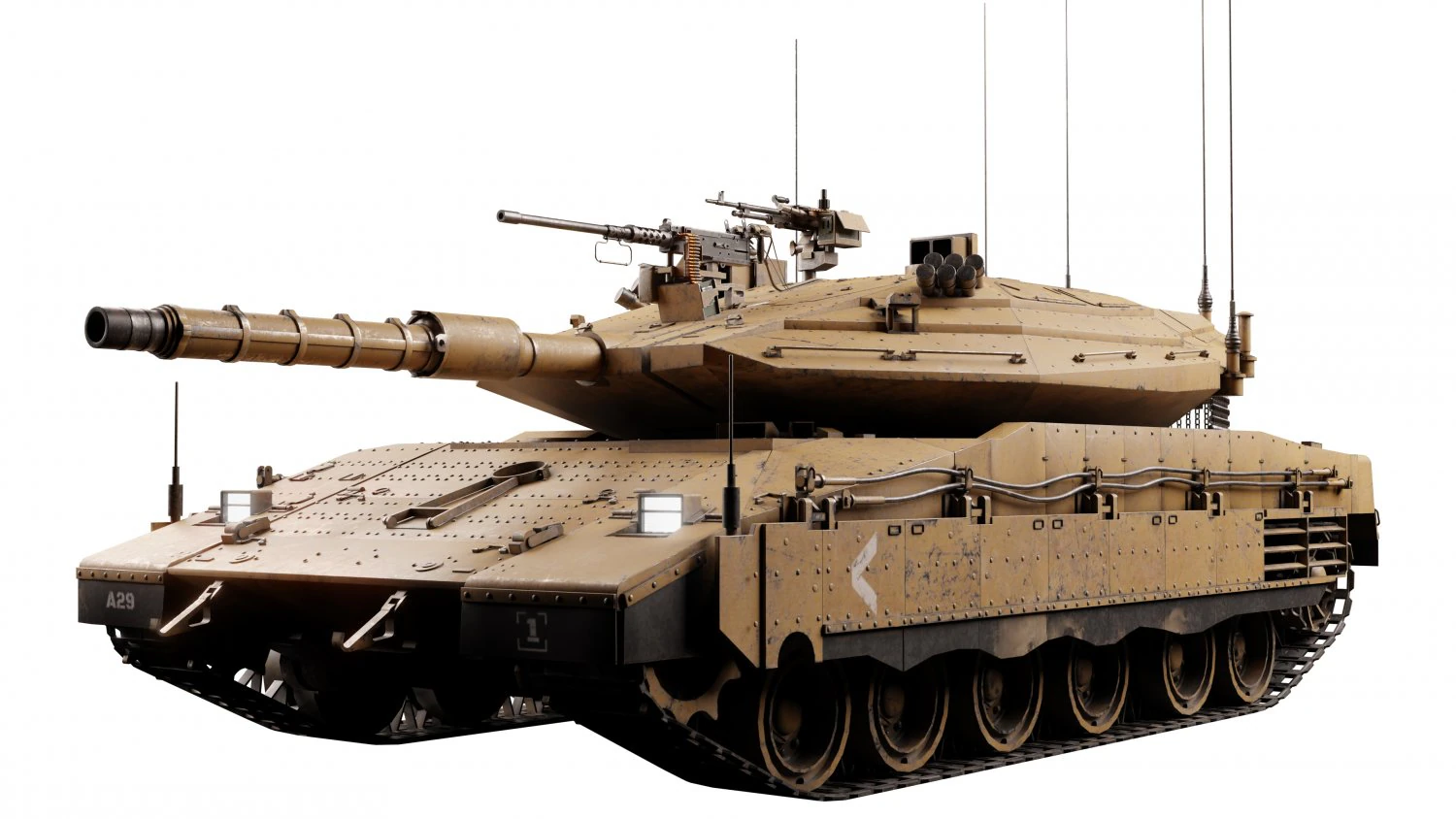 3D MBT MERKAVA Mk4 3D Model .c4d .max .obj .3ds .fbx .stl .blend