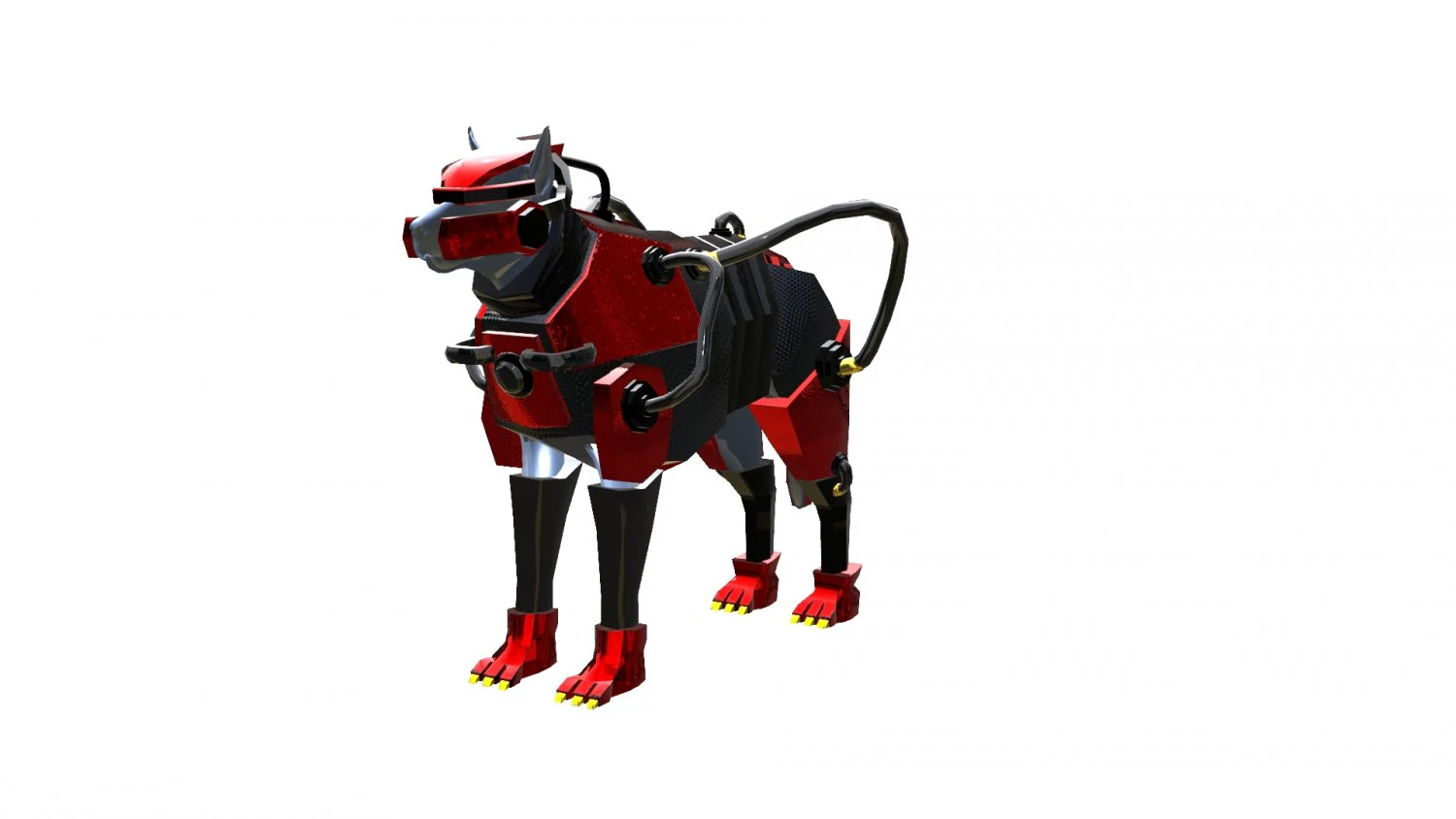 Dog Armor Robot 3D Model .c4d .max .obj .3ds .fbx .stl .blend 