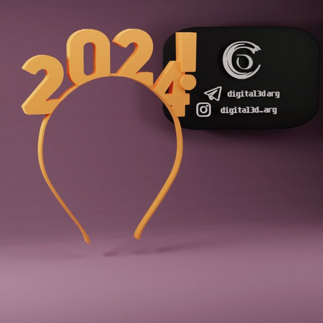 HEADBAND NEW YEAR 2024 Model Cetak 3D .c4d .max .obj .3ds .fbx .stl .blend