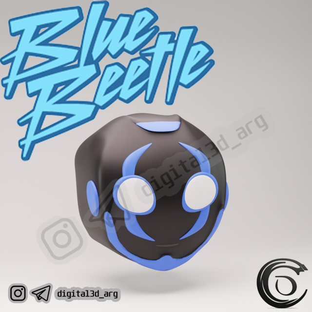 BLUE BEETLE HEAD CARTOON 3D Print Model .c4d .max .obj .3ds .fbx .stl .blend 