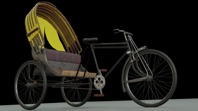 Rickshaw 3D Model .c4d .max .obj .3ds .fbx .stl .blend 
